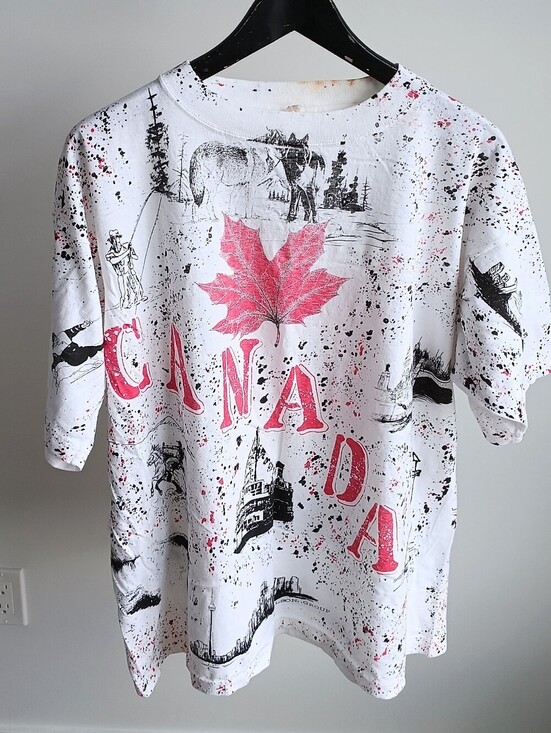 No Brand Other - Vintage 90s Canada All Over Print AOP T-Shirt Double Sided Single Stitch XL